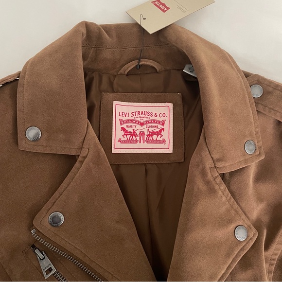 NWT Leviโs Faux Suede Asymmetrical Zip Front Motorcycle Jacket - Picture 3 of 5